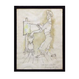 SELF PORTRAIT WITH CHILD AND EASEL - Mervyn Peake