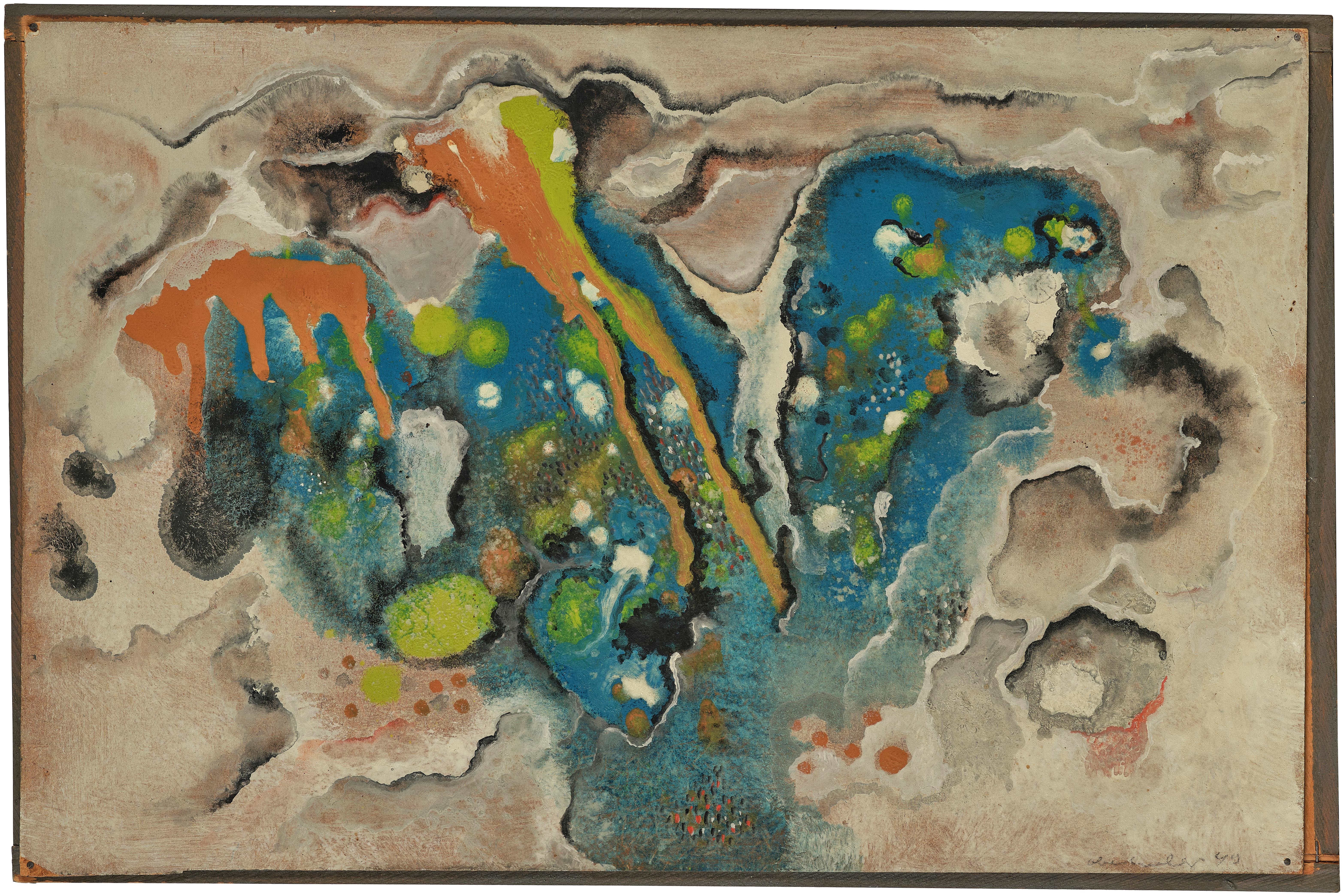 Artwork by Oswald Oberhuber, Eisvogel, Made of mixed media on hardboard