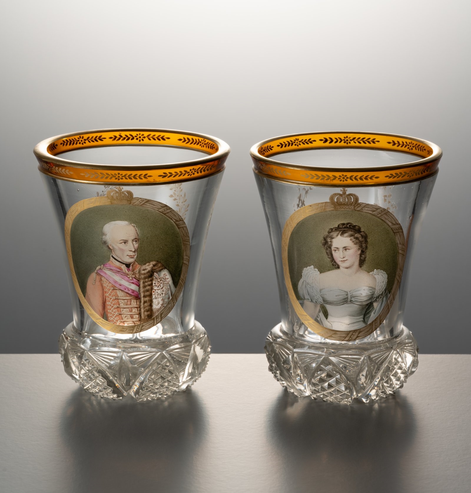 Artwork by Friedrich Egermann, PAIR OF GLASSES FROM THE BIEDERMEIER PERIOD, Made of glass