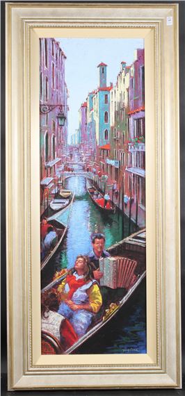 Tony Rome | Venice canal scene with gondolas and accordian player ...
