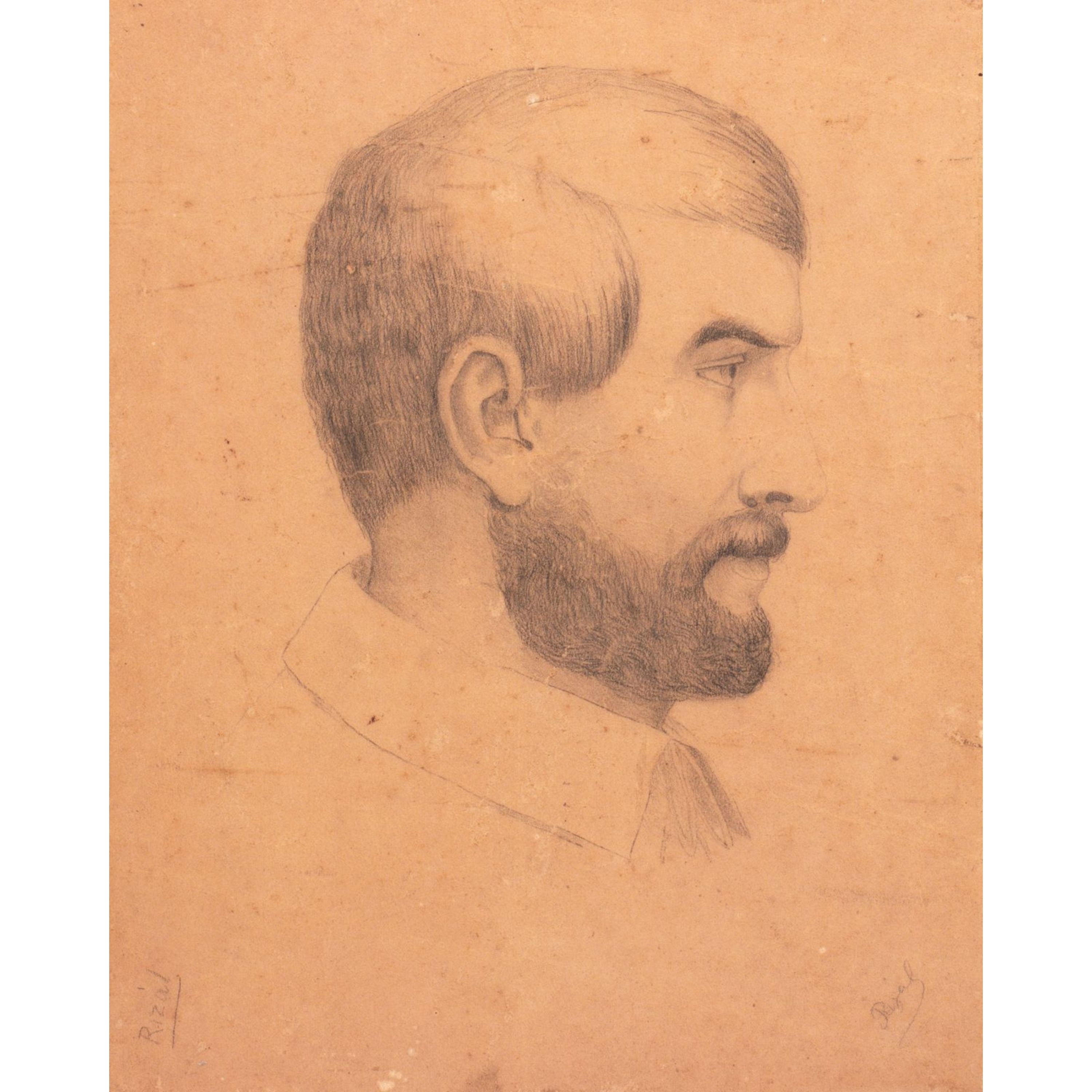 Artwork by José Rizal, Portrait of a European Gentleman, Made of Charcoal on paper