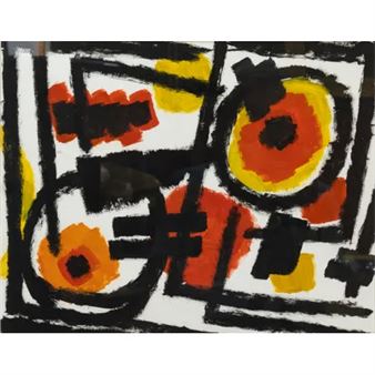 Compositie met zwart raster - Willem Hussem