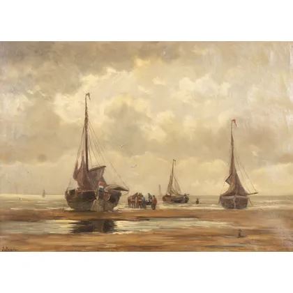 Bomschuiten op het strand - John van Deventer