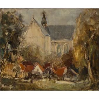 Gezicht op de Grote Kerk te Alkmaar - Hendrik Heertjes