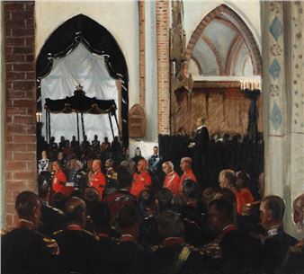 Procession in Roskilde Cathedral at the funeral of King Frederick VIII - Harald Slott-Møller