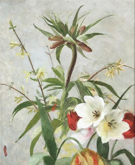 Tulips, lillies and forsythia branches - Julie Hamann