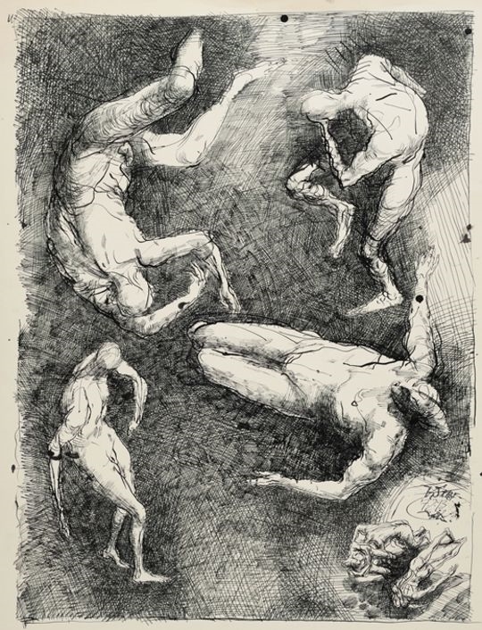 Artwork by Volker Stelzmann, Ohne Halt, Made of pen on paper