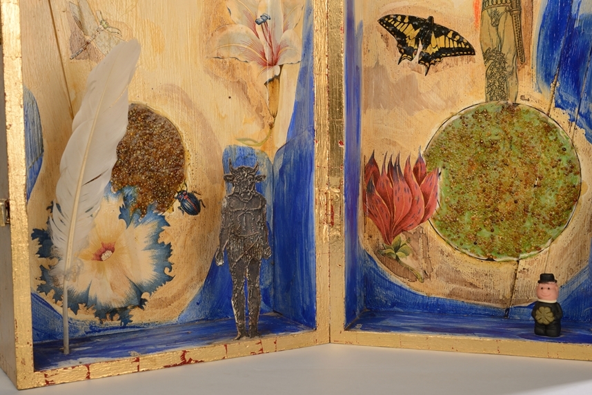 Artwork by Michael Buthe, Objektkasten, Made of Assemblage, Collage Und Acryl Auf Holz