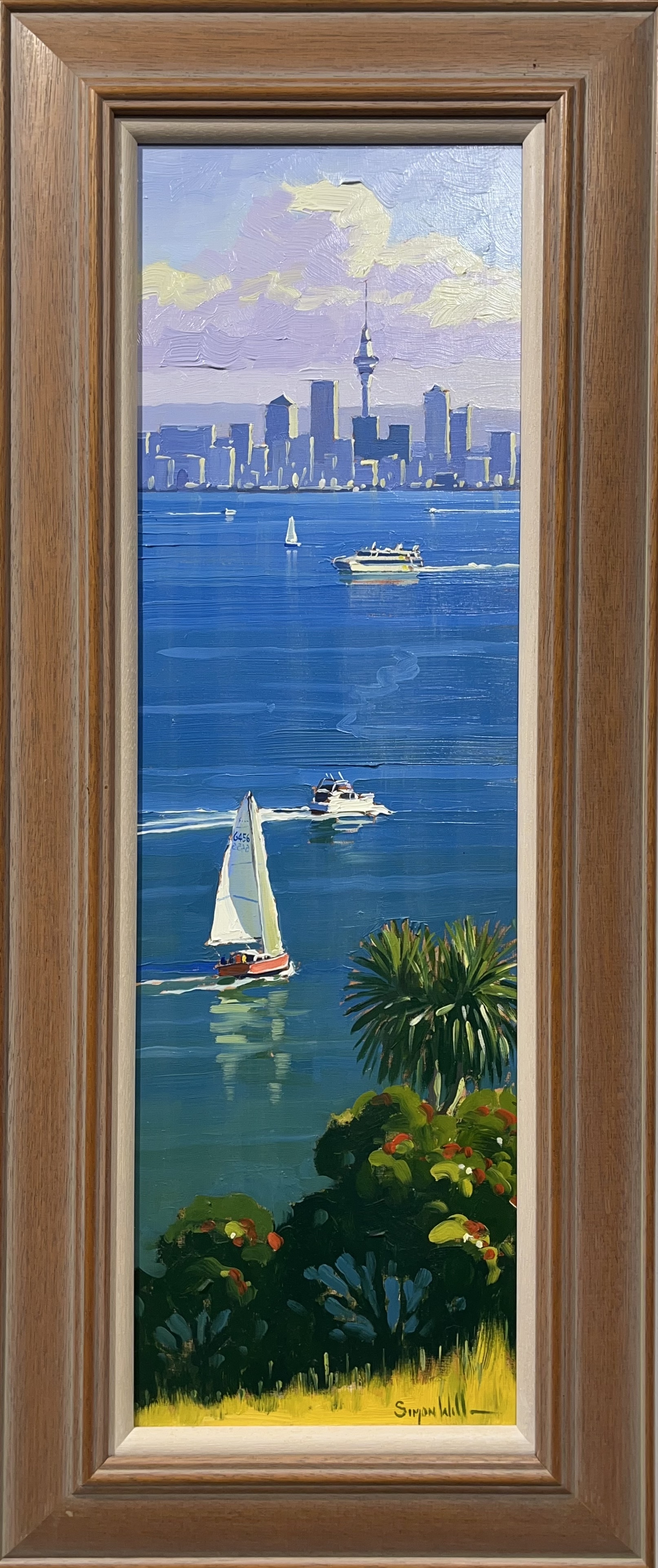 Artwork by Simon Williams, Harbour View from North Head, Made of Oil On Board