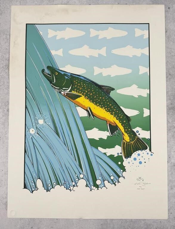 Artwork by Monte Dolack, Moby Trout Print