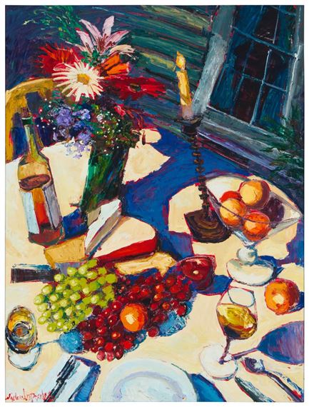 Still life with fruit and wine - James Michalopoulos