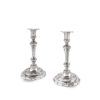 A pair of Louis XV candlesticks and nozzles by Alexis Loir, Paris, 1745 - Alexis Loir