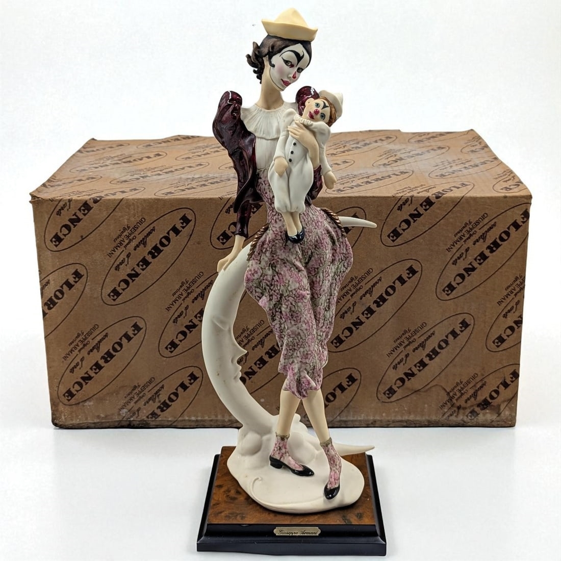 Artwork by Giuseppe Armani, Lady Clown With Puppet, Made of Figurine