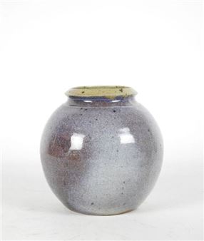 La Borne: Ball vase in pyrite stoneware, glaze - Alain Magne