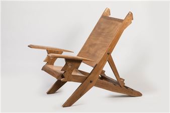 Oak recliner, armrests carved with the profile of François Ier - Jean Touret