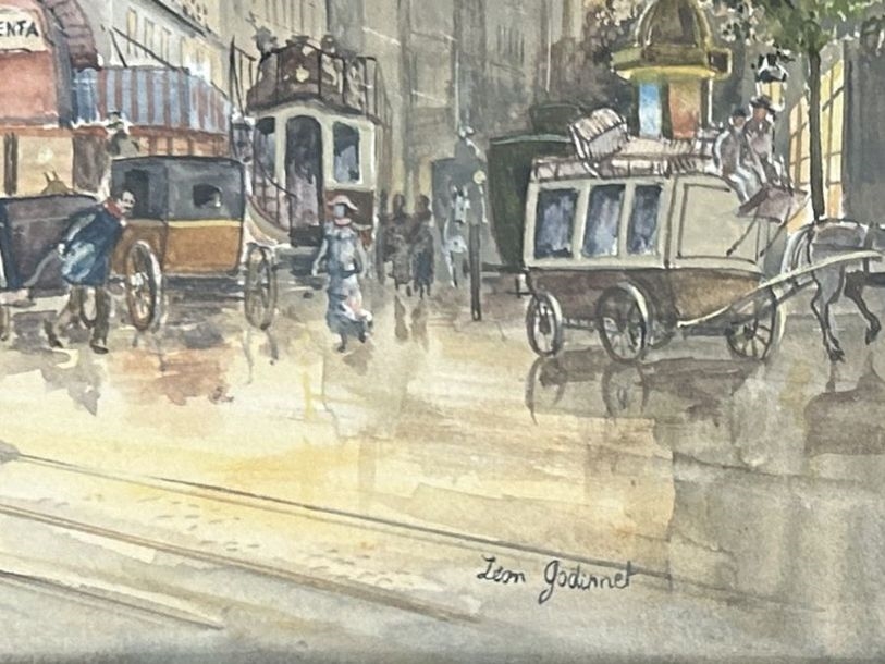 Artwork by Léon Godinnet, Magenta Bazaar, Made of Watercolor