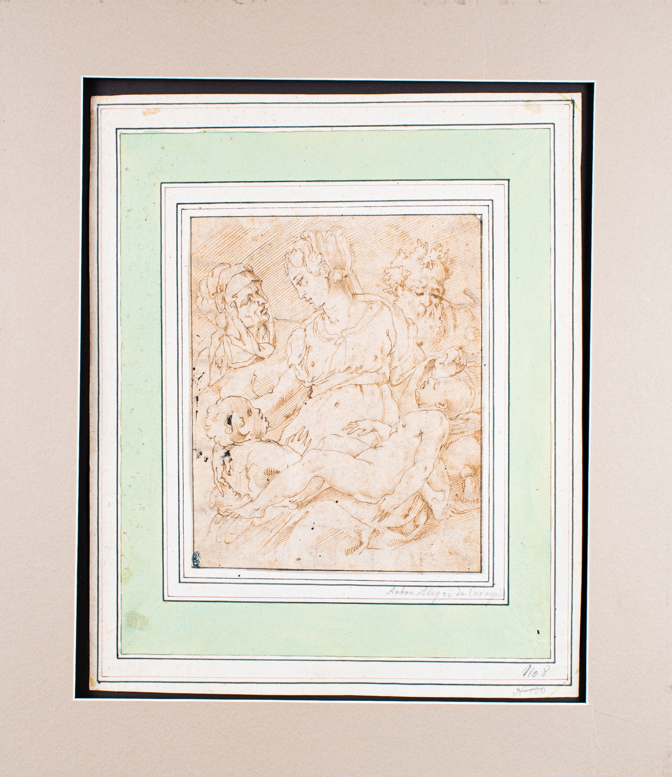 Artwork by Giorgio Vasari, Madonna and Child with John the Baptist, St Joseph and St Elizabeth, Made of Pen And Brown Ink On Paper