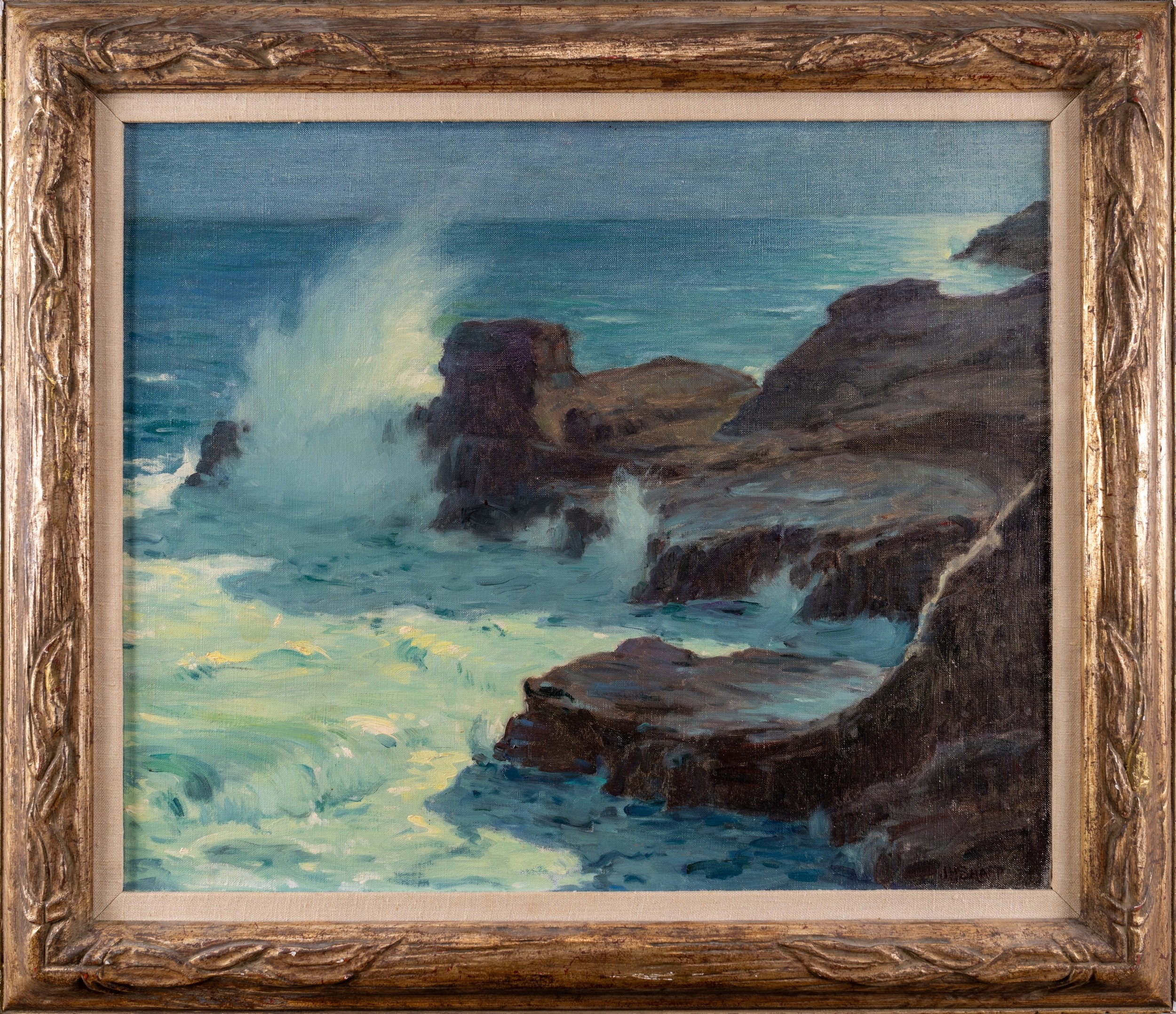 Joseph Henry Sharp | Blow Hole at Night, Moonlight | MutualArt