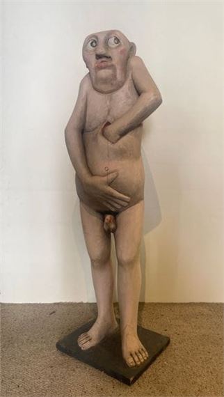 Nude man with his hand in his stomach - Pierre Merlier