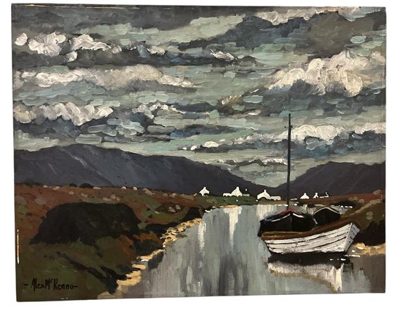 Riverscape with Sailing Boat by Alex McKenna