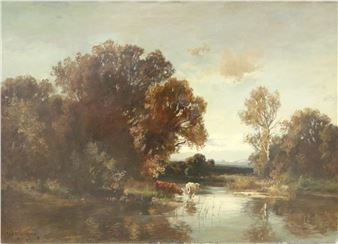 Kühe in der Furt - Fritz Halberg-Krauss