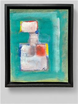 Z-T; A_bstract, _gesgineerd (linksmidden) (met initialen), olievef op doek - Trees Suringh