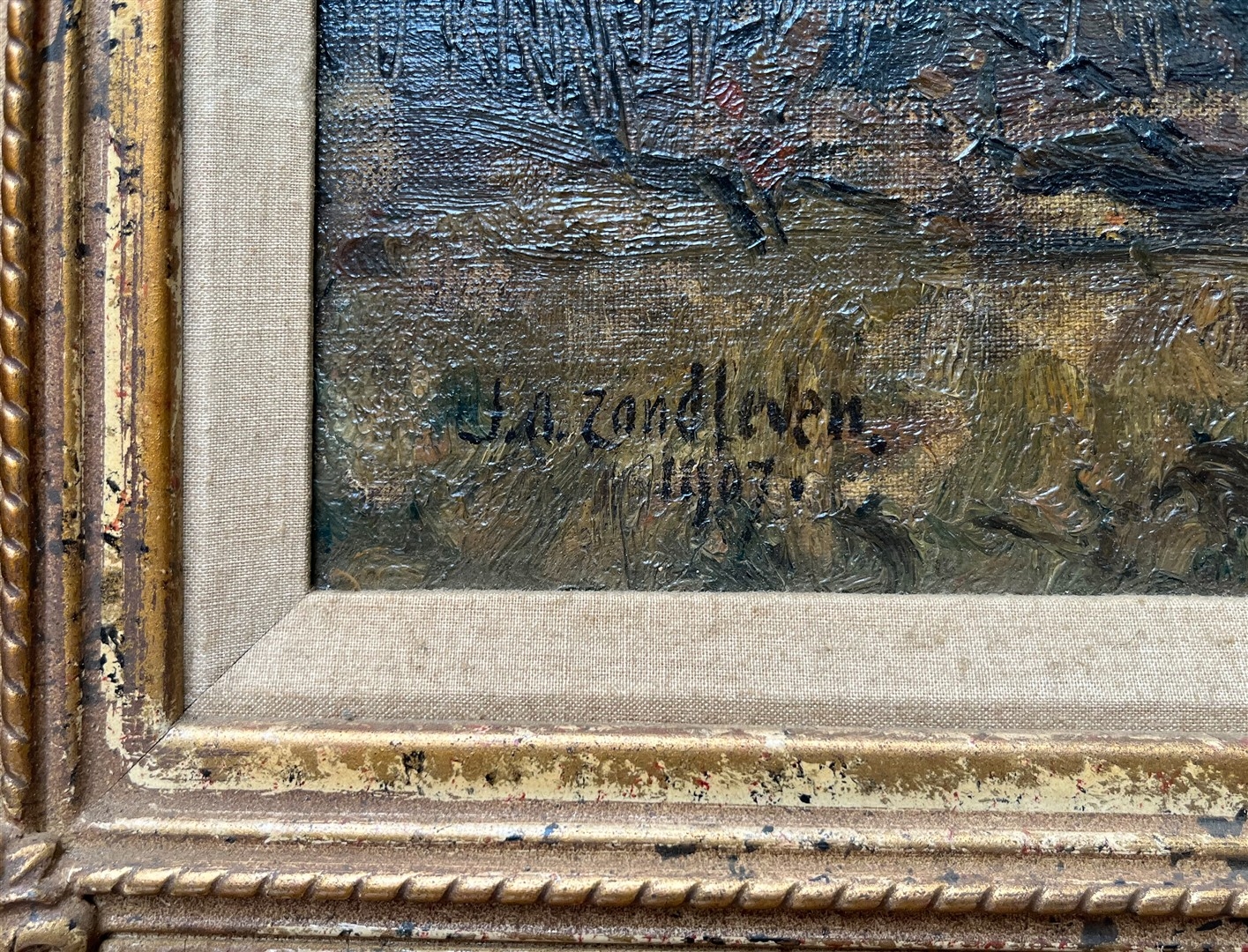 Artwork by Jan Adam Zandleven, Studie van Berkenbomen, Made of Olieverf Op Doek Op Paneel, Marouflé