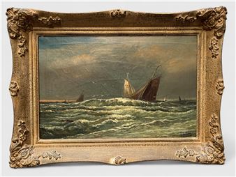 Bomschuiten op zee - Jacob Willem de Gruyter