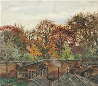 Gezicht op achtertuin - Cornelis Rol