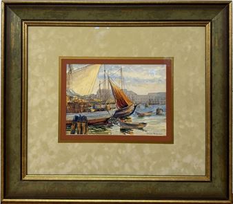 watercolor harbor scene - Eleanor R. Copeland