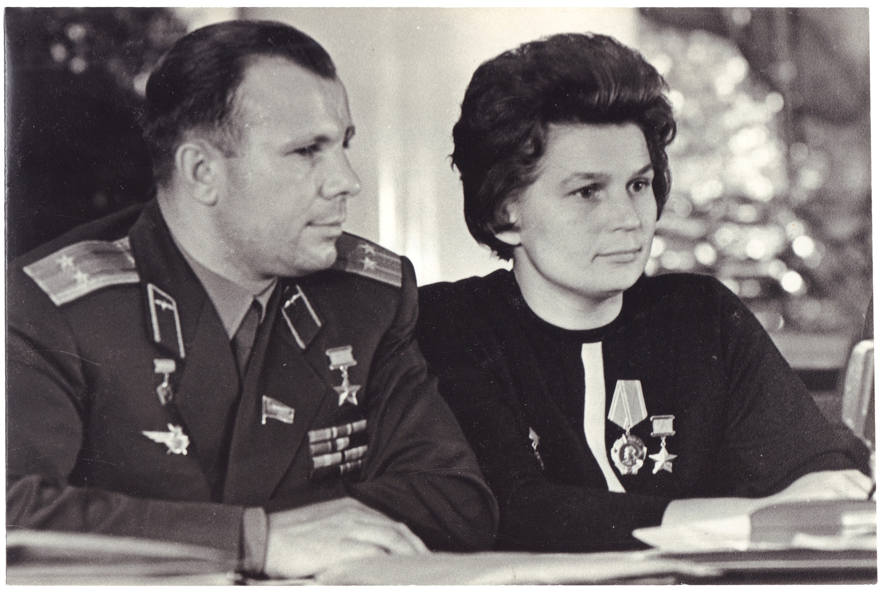 Artwork by Boris Evgenievich Vdovenko, Yuri Gagarin and Valentina Tereshkova, Made of Original Print