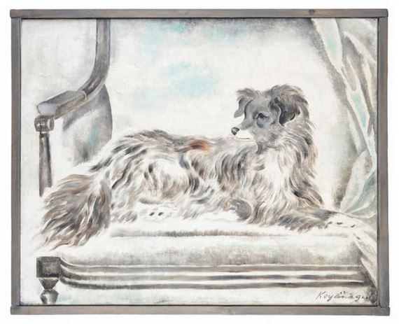 A dog seated on an armchair - Sei Koyanagui