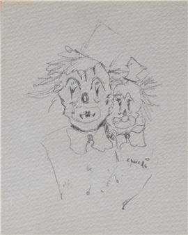 pencil sketch, two clowns - Peter Marx