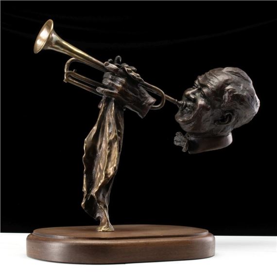 ED DWIGHT (BORN KANSAS CITY, KS 1933) BRONZE SCULPTURE - Louis Armstrong 