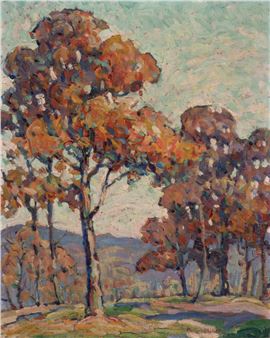DELLE MILLER (1875-1932) SWOPE PARK KC OIL ON BOARD - Delle Miller