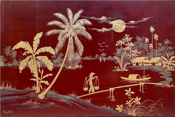 Vue des berges sous un soleil levant - Hiep Phat