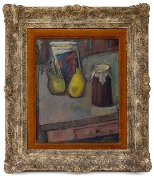 George Rene Sinicki | Still Life Scene of Pears and Jar | MutualArt