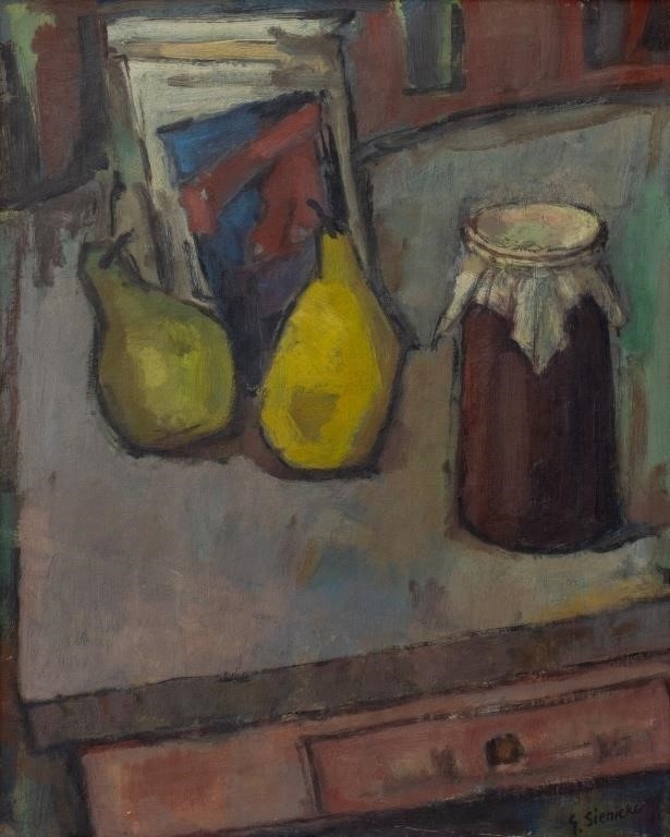 George Rene Sinicki | Still Life Scene of Pears and Jar | MutualArt