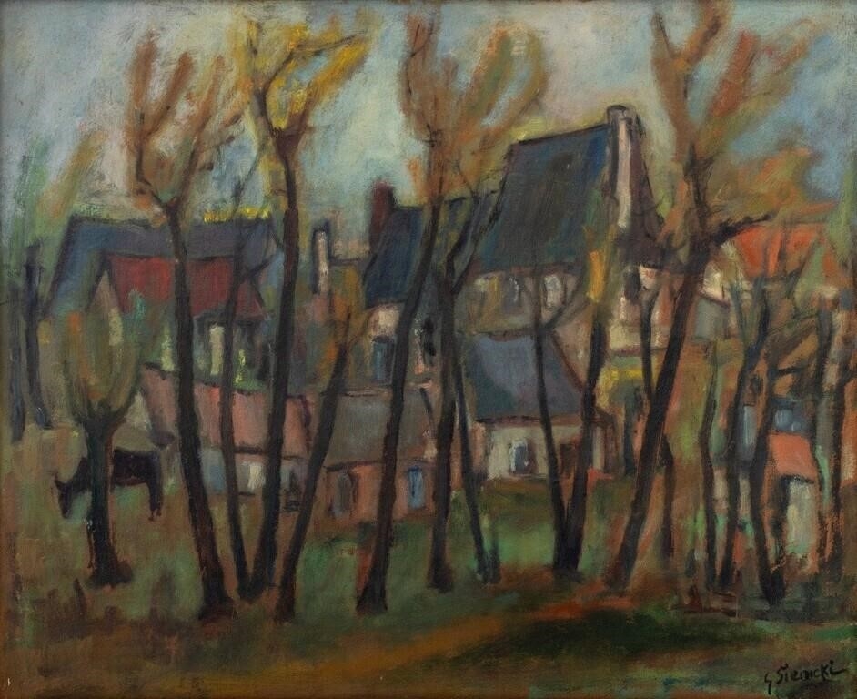 George Rene Sinicki | Village Landscape Scene | MutualArt
