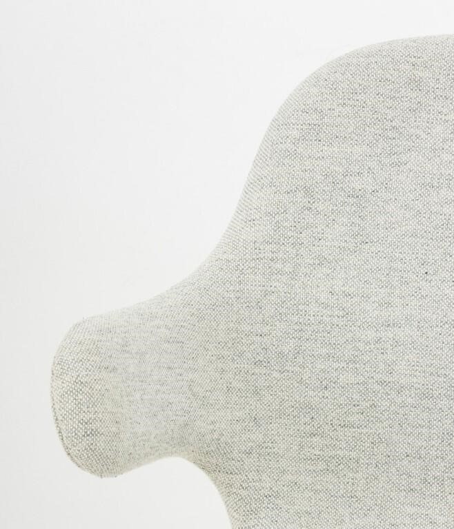 Artwork by Jaime Hayon, "Catch JH1" Arm Chairs, Made of Grey Wool Upholstery Atop Four Ebonized Wood Legs