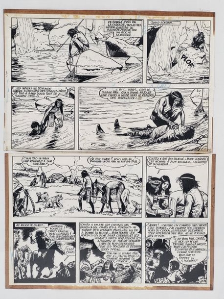 Artwork by Jijé, Jerry Spring, Made of Indian Ink And Blue Pencil On Paper