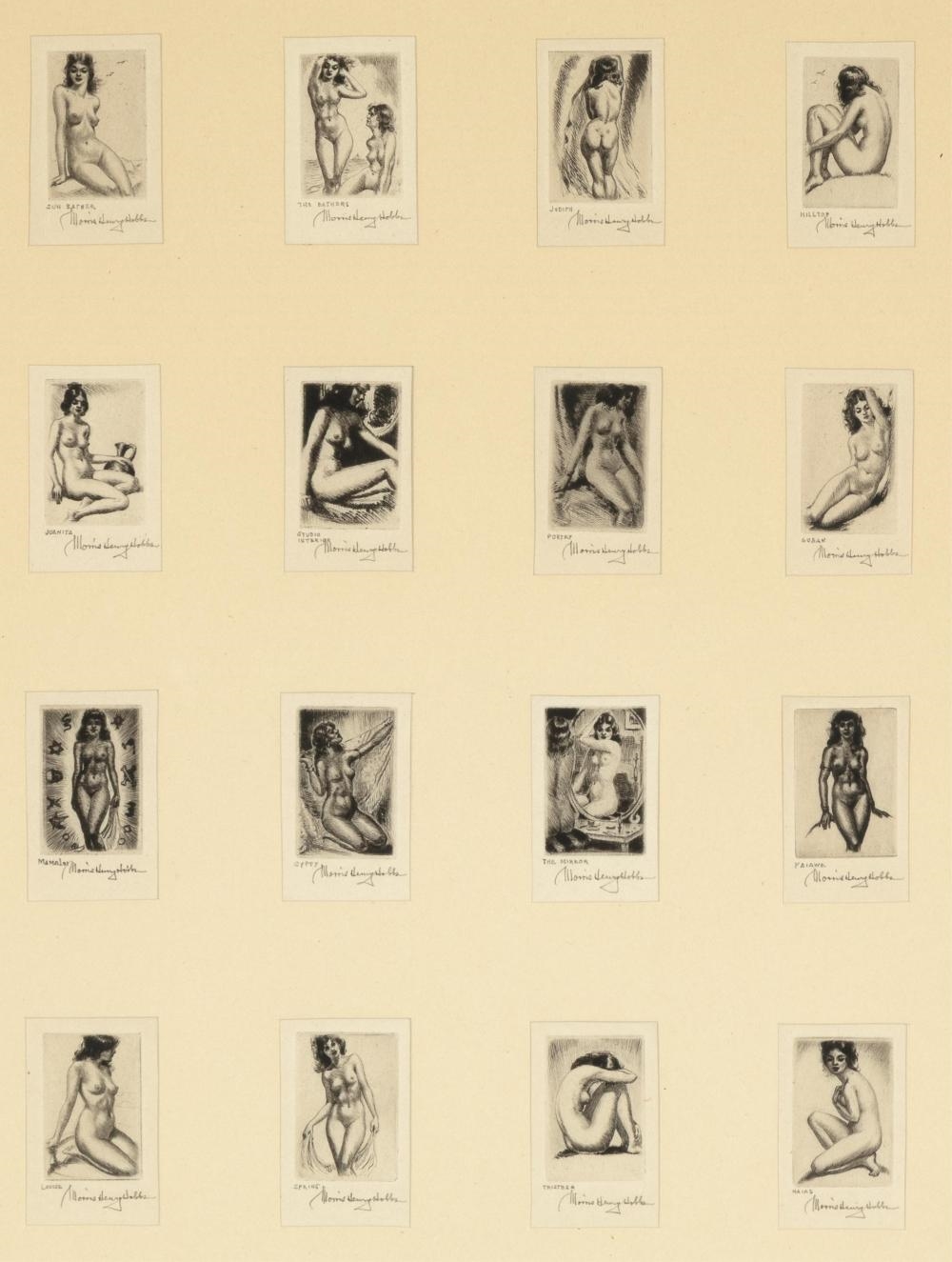 Artwork by Morris Henry Hobbs, Group of Sixteen Female Nudes, Made of Drypoint On Japanese Paper