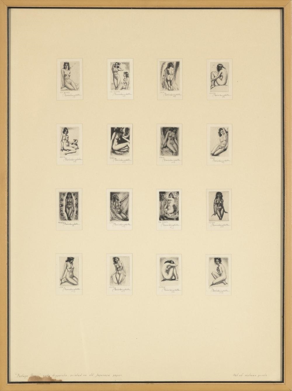 Artwork by Morris Henry Hobbs, Group of Sixteen Female Nudes, Made of Drypoint On Japanese Paper
