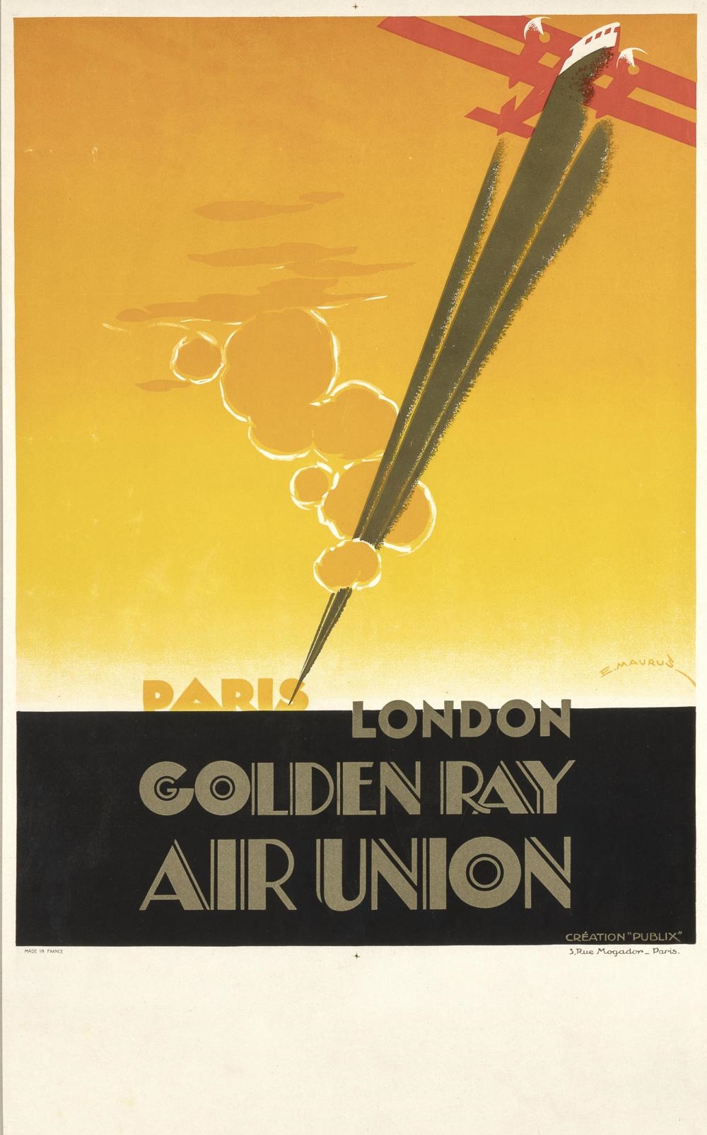 Edmond Maurus | Golden Ray Air Union Original Poster (1935) | MutualArt