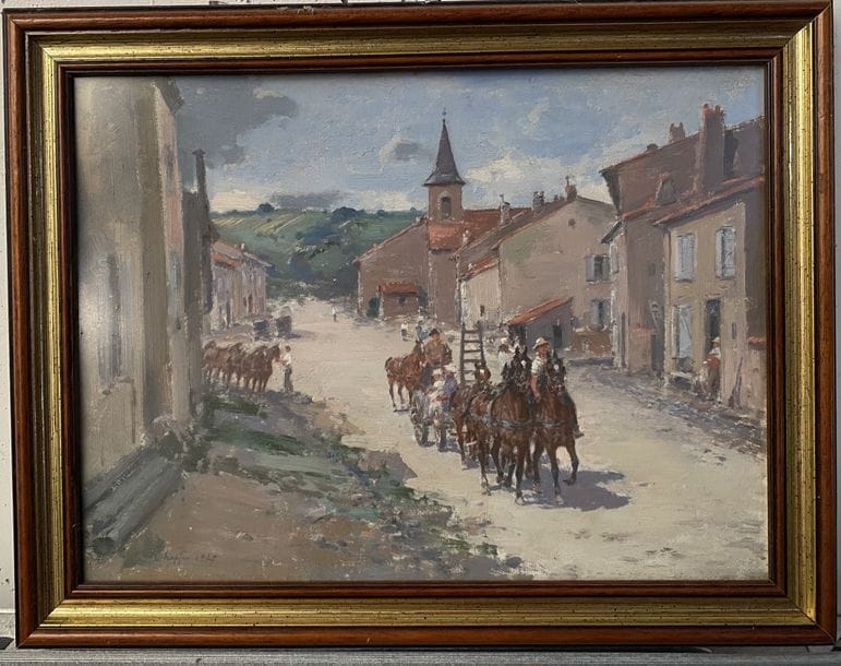 Emile Chepper | Village Scene with a Cart (1925) | MutualArt