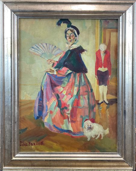 Gilda Pansiotti D’Amico Contessa con cagnolino Donna con ventaglio 300/400 - Gilda Pansiotti D'Amico Cambon