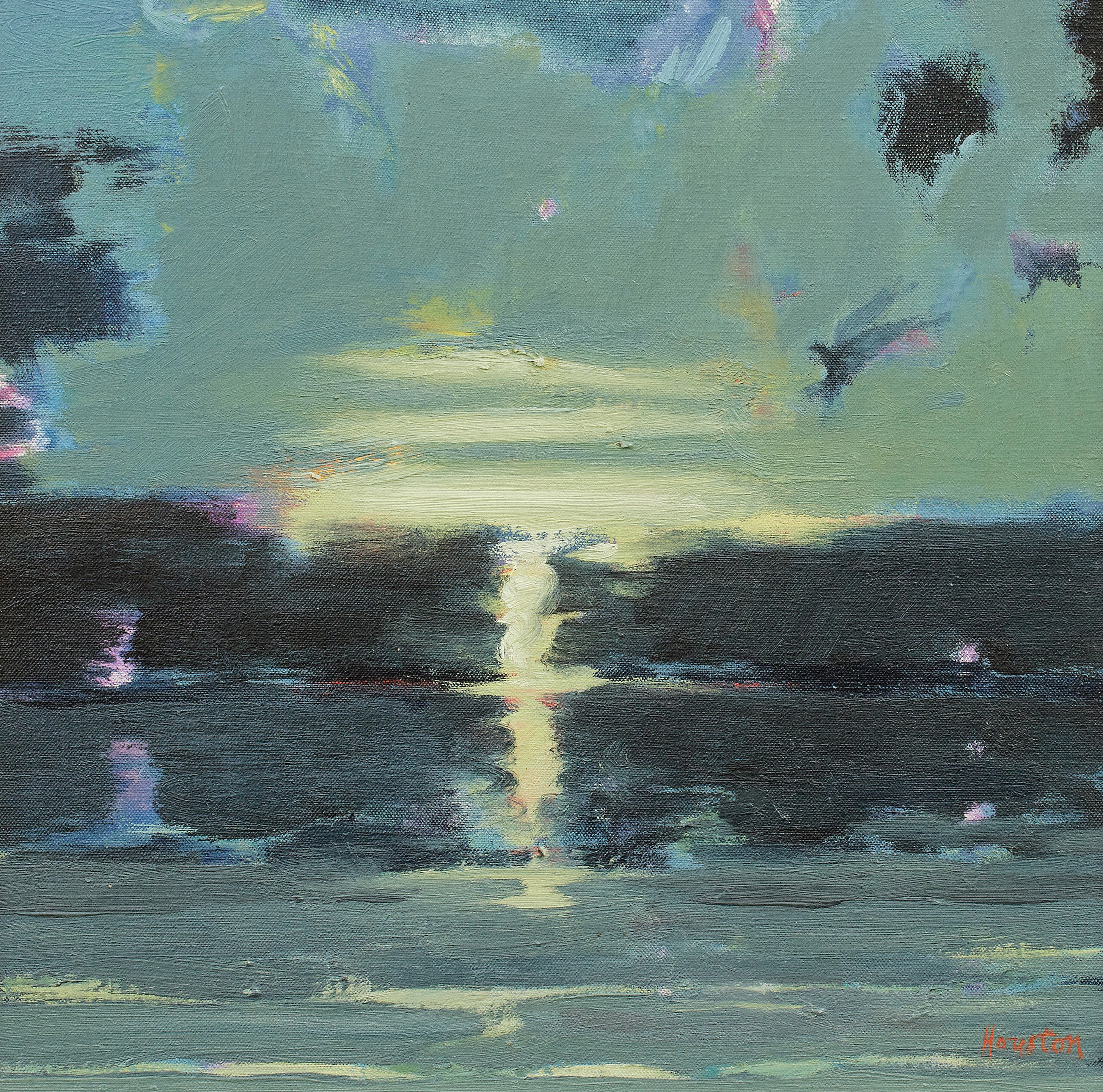 Artwork by John Houston, Sea and Evening Sky, Made of oil on canvas