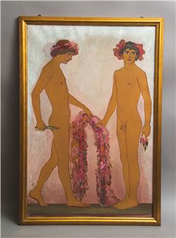 Zwei nackte Jünglinge mit Blumengirlande - Sascha Schneider