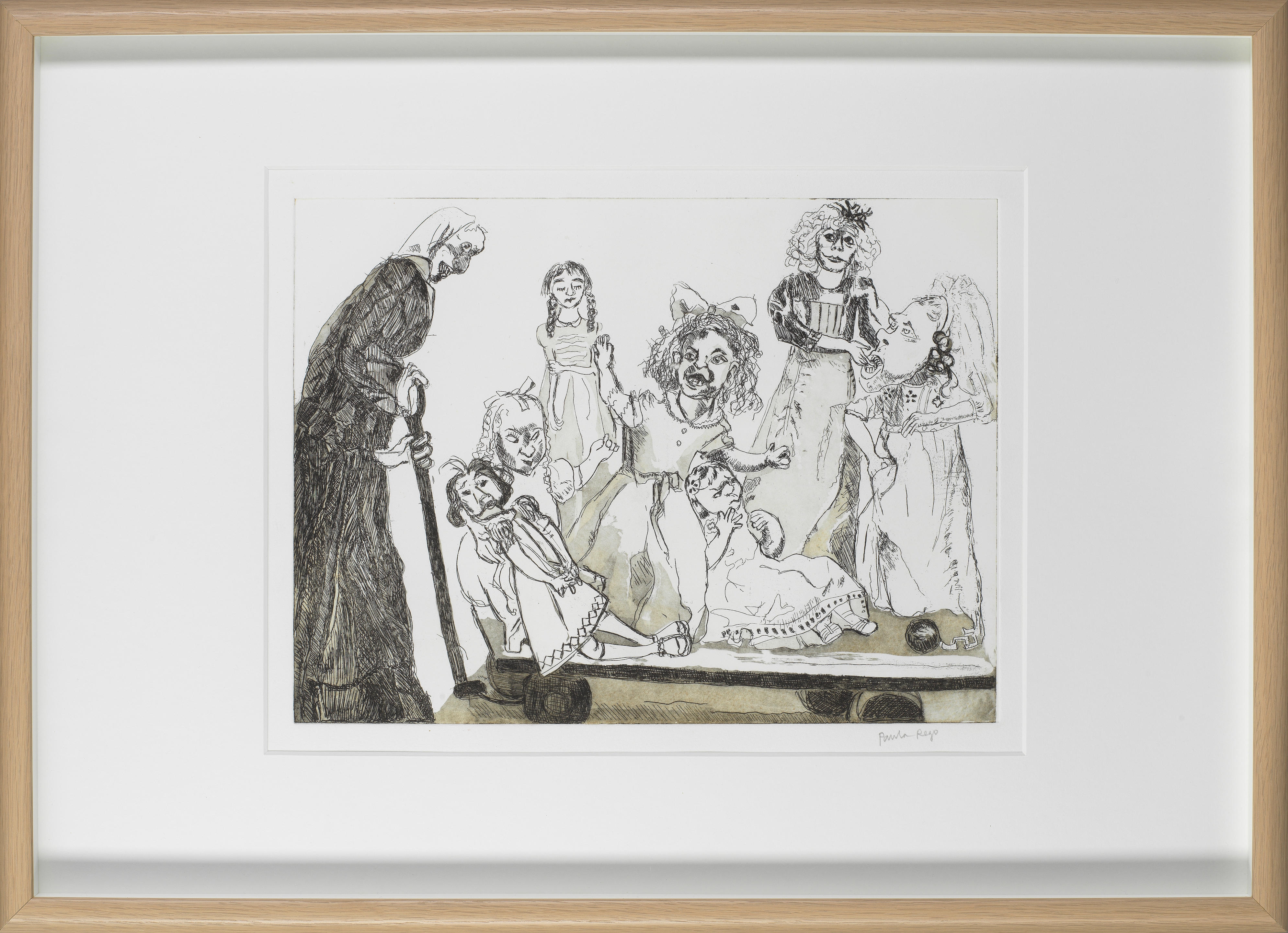 Artwork by Paula Rego, Death Goes Shopping (Rosenthal 277), Made of etchings with aquatint in colours, on Somerset wove paper