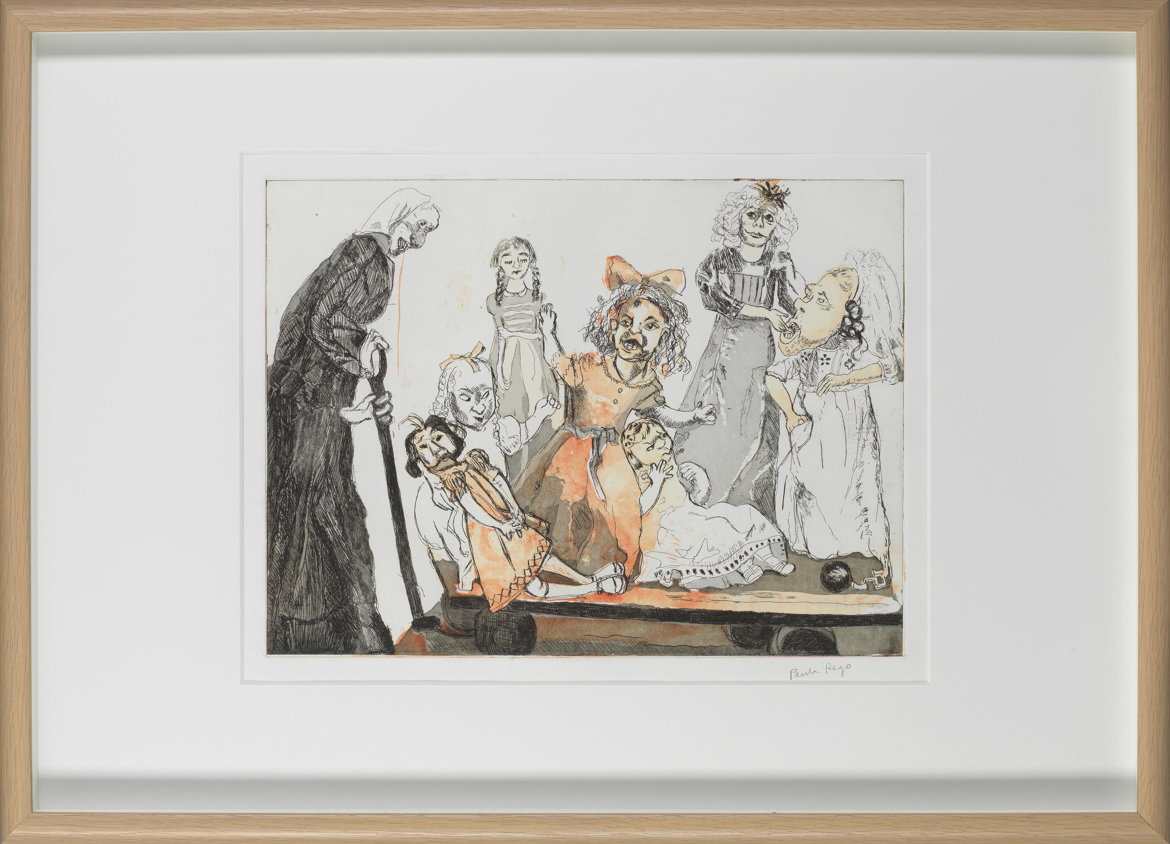 Artwork by Paula Rego, Death Goes Shopping (Rosenthal 277), Made of etchings with aquatint in colours, on Somerset wove paper